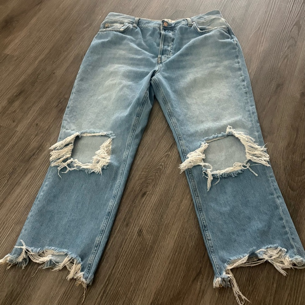 We The Free Distressed Denim Straight Leg Jeans